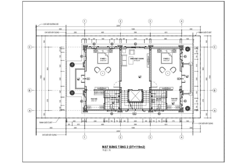 bản vẽ biệt thự đơn lập phú xuân city 1